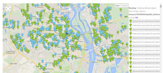 В Киеве заработала онлайн-карта детских садиков и школ