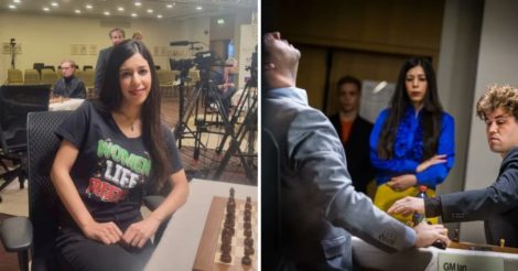 Шахова арбітриня Шохре Баят з’явилася у жовто-блакитному костюмі, коли її попросили переодягти футболку на підтримку іранських жінок